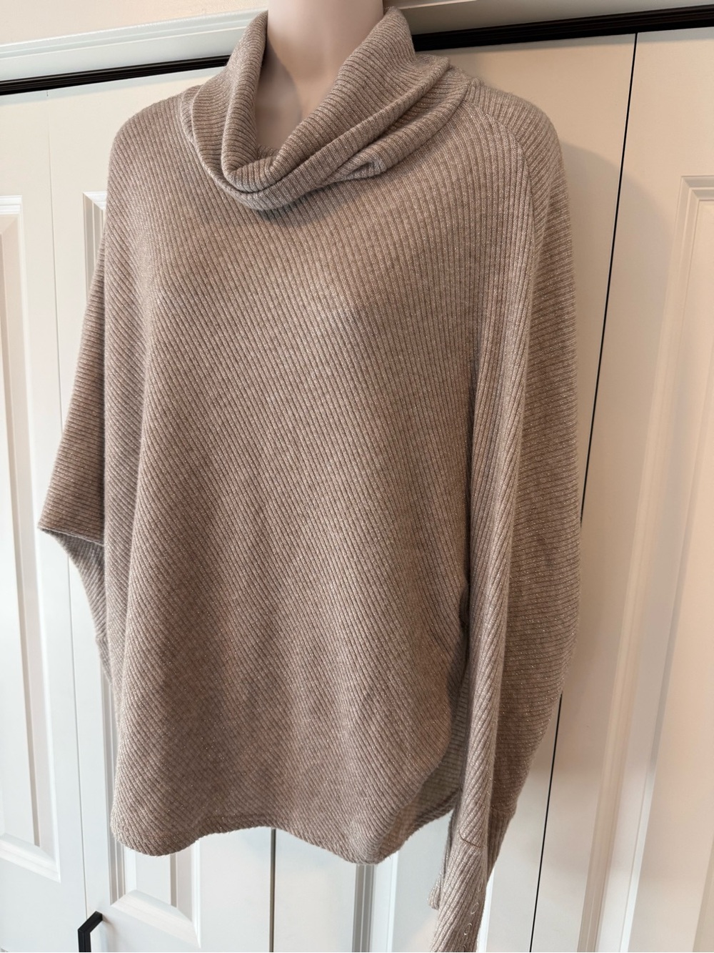 Simply Vera beige ribbed sweater cowl neck dolman sleeve xxl